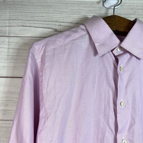 ETON Mens Pink Casual Preppy Button Down Slim Shirt Size 43 17 Cotton - Picture 3 of 12